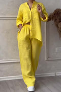 Conjunto casual de pantalón de algodón y lino Liam