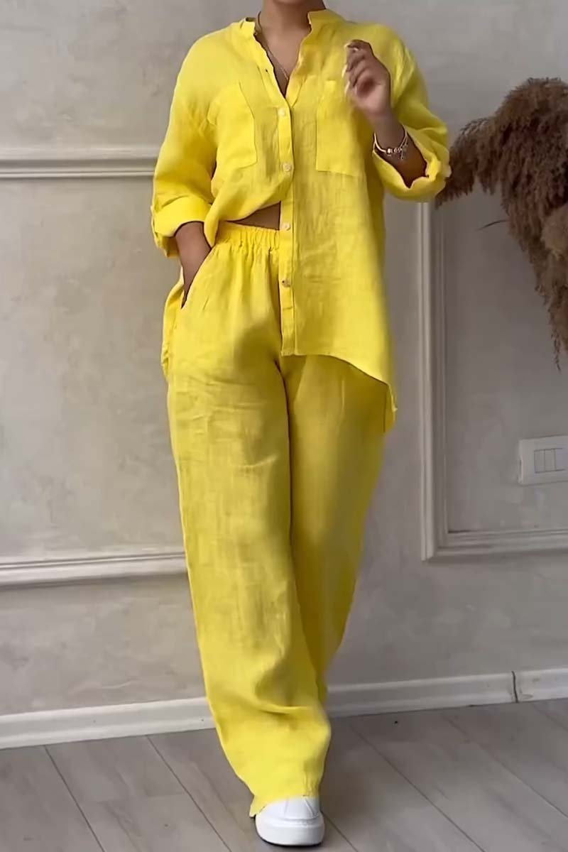 Conjunto casual de pantalón de algodón y lino Liam