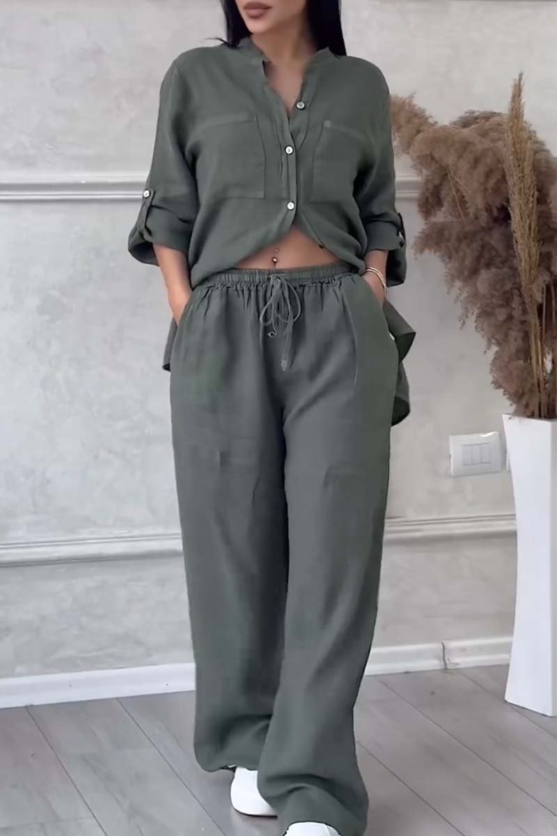 Conjunto casual de pantalón de algodón y lino Liam
