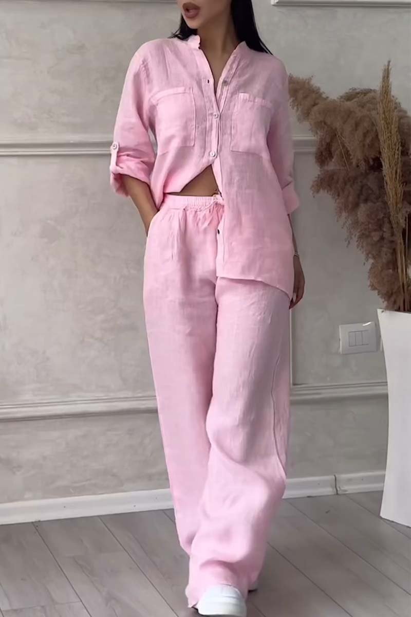 Conjunto casual de pantalón de algodón y lino Liam