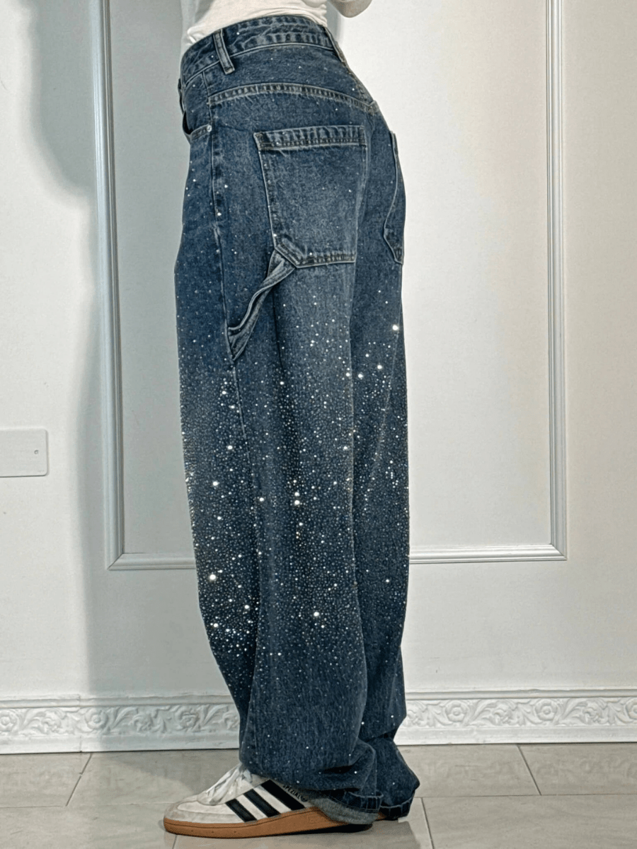 Julia | Trendy Balloon Carpenter Jeans met Glitters - Bellanza