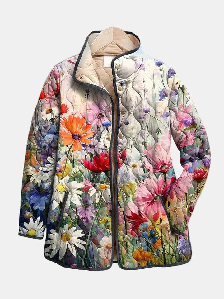 KAIA | ENCANTADORA JAQUETA ACOLCHOADA VINTAGE COM ESTAMPA FLORAL