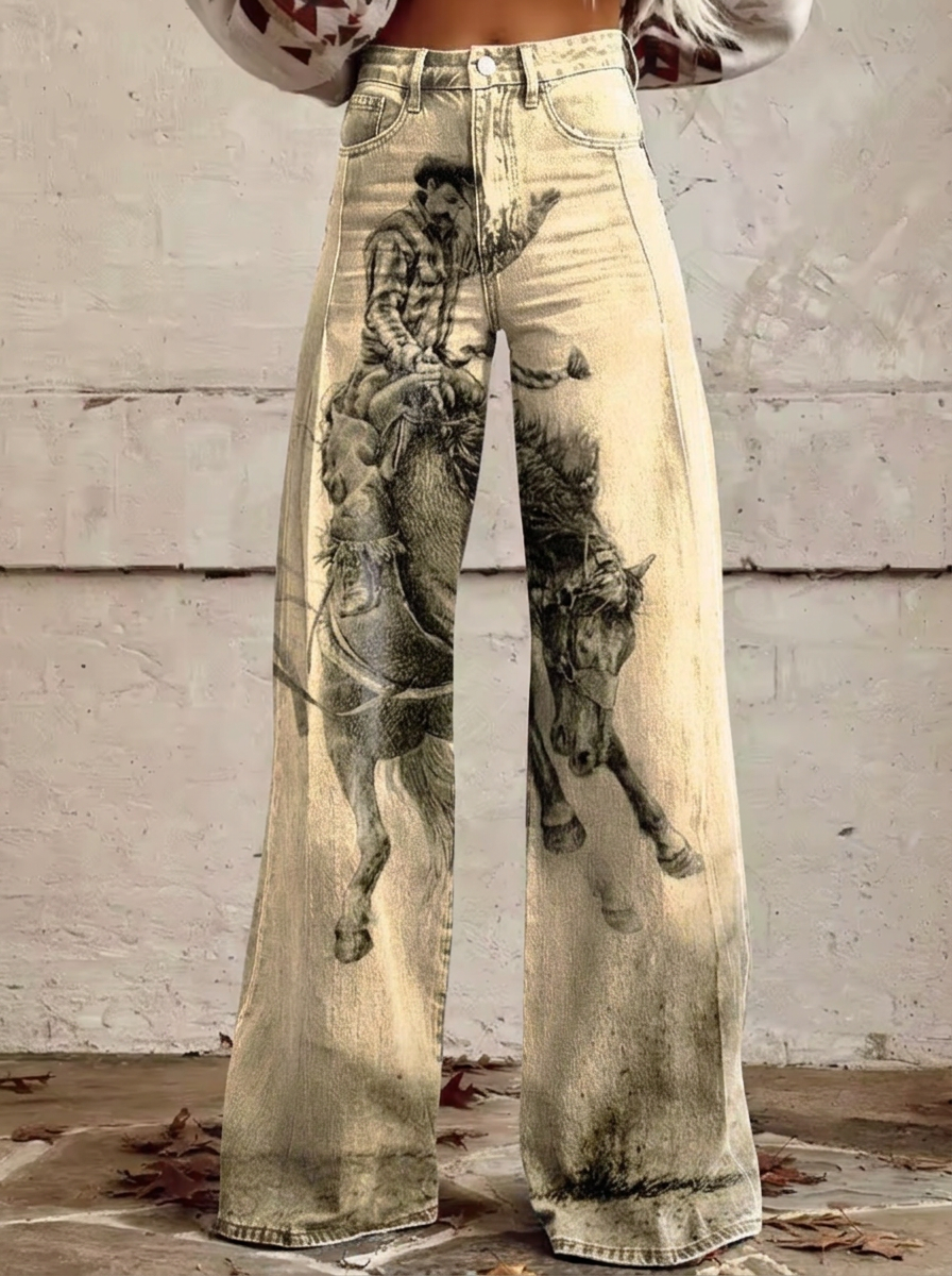 Mia - Jeans estampados de pernas largas