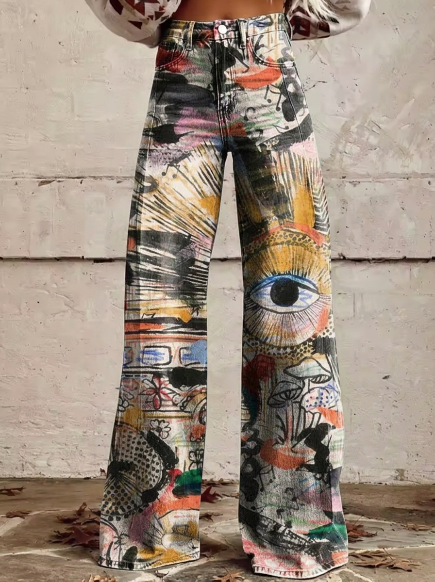Mila - Vaqueros con estampado artístico