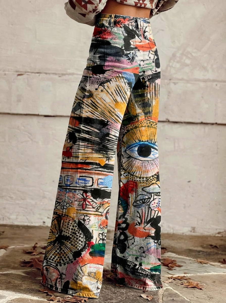 Mila - Artistic Print Jeans