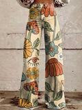 Chloe - Vaqueros de pierna ancha con estampado floral retro