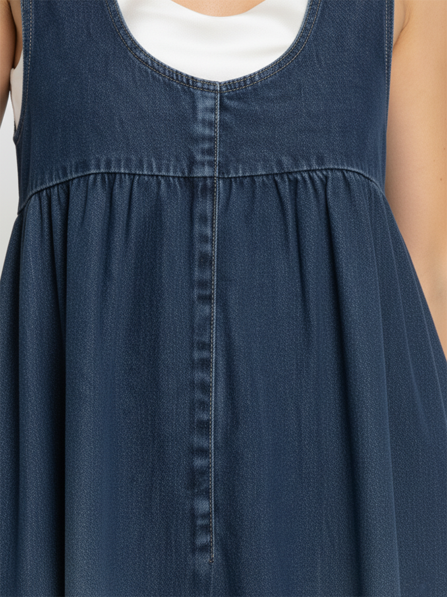 Karen | Abito lungo vintage effetto denim in morbido cotone slavato