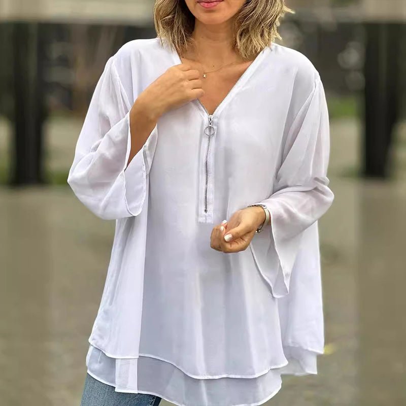 Lorelai | Blouse en mousseline avec fermeture éclair