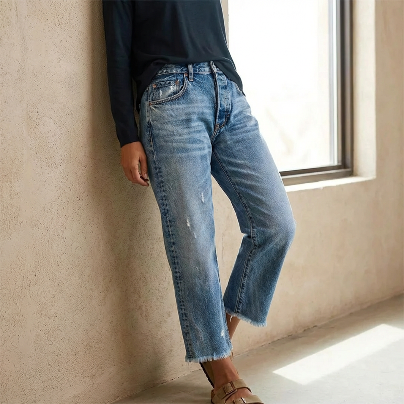 Aberjean™ | Jeans Reto Cropped Retrô