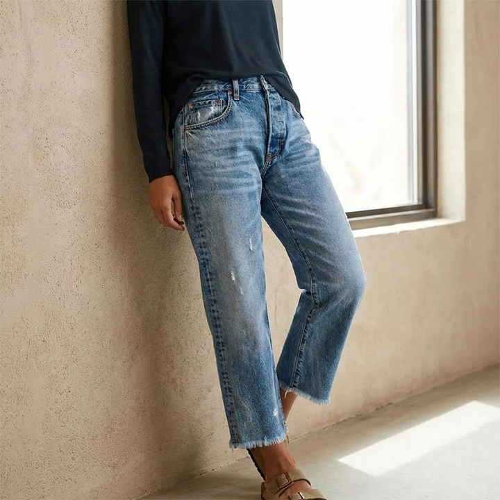 Aberjean™ | Jeans Reto Cropped Retrô