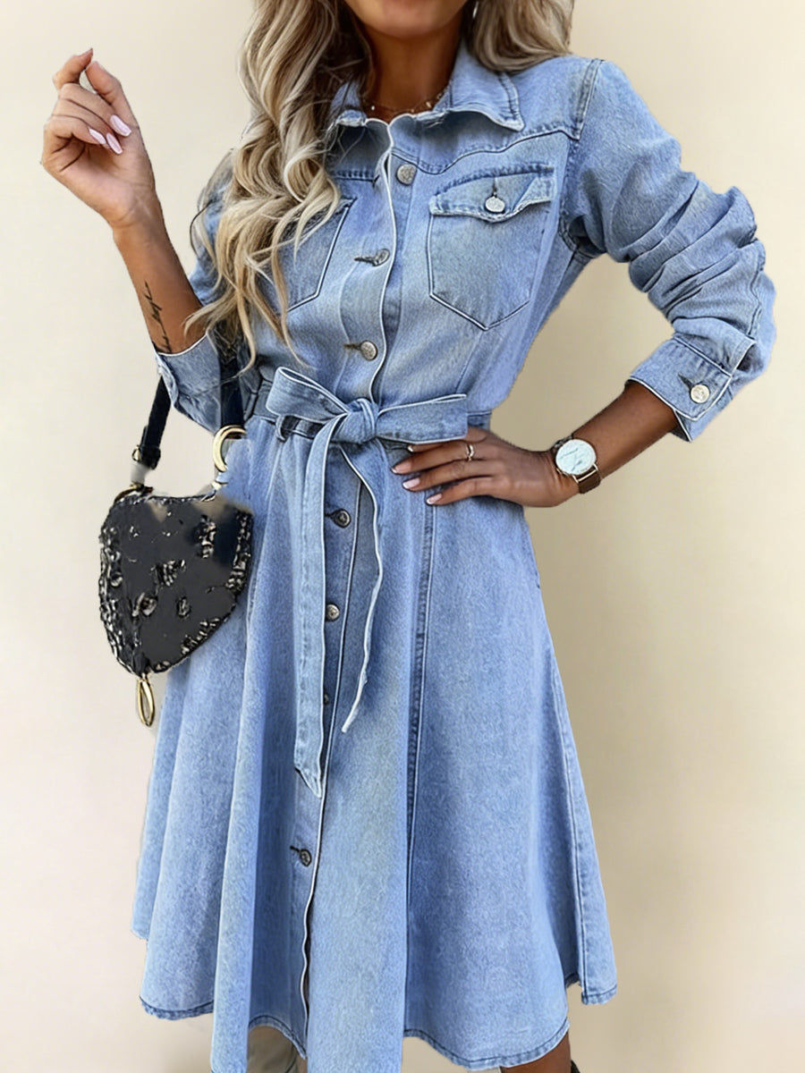 Luna | Denimjurk met lange mouwen