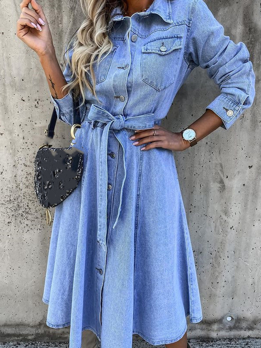Luna | Denimjurk met lange mouwen