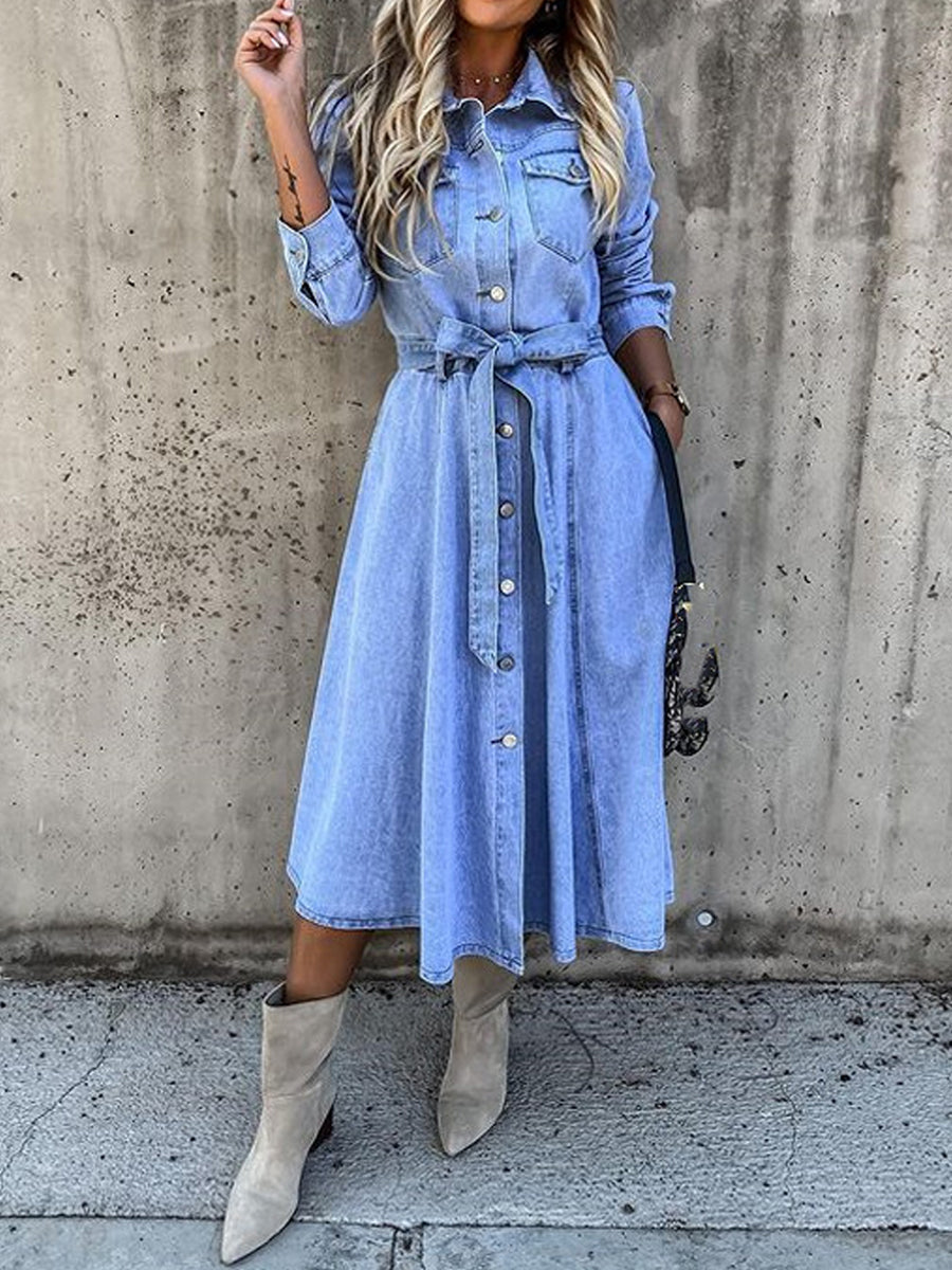 Luna | Denimjurk met lange mouwen