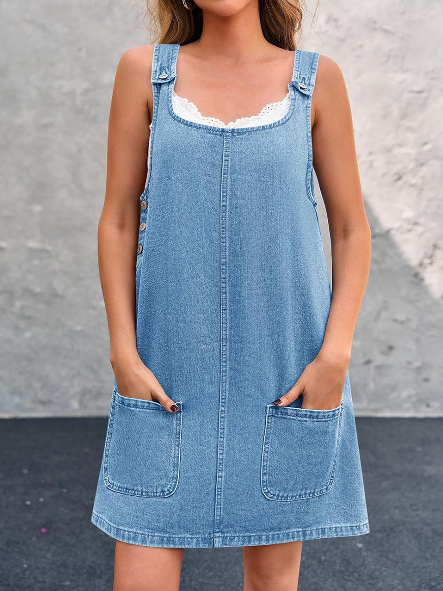 Lisa | Casual denim tuinbroekjurk
