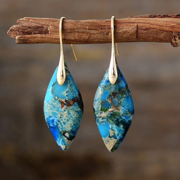 Natural Stone Earthy Jasper Teardrop Earrings