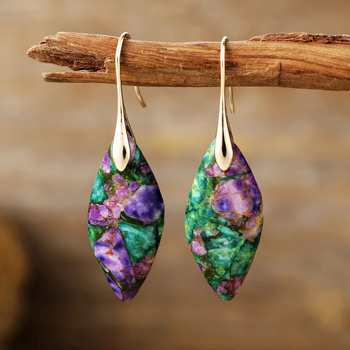 Natural Stone Earthy Jasper Teardrop Earrings