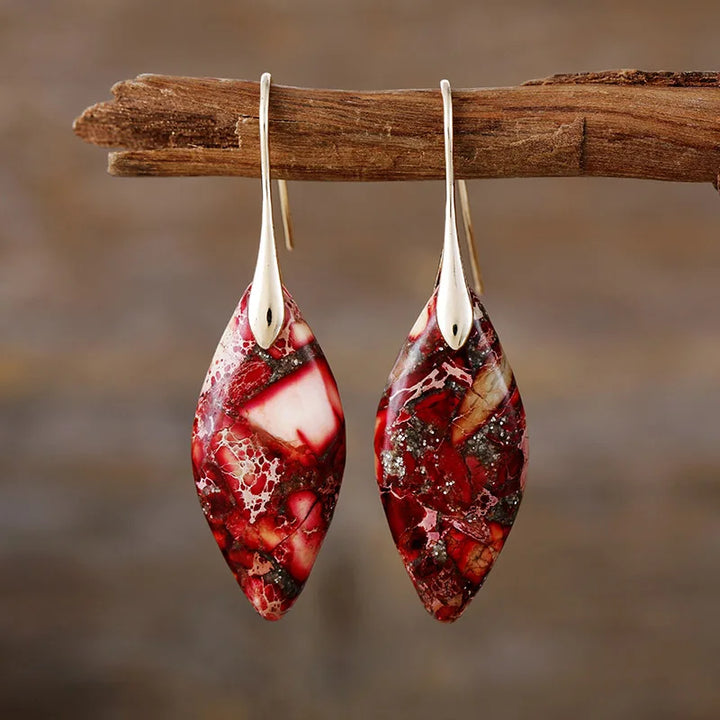 Natural Stone Earthy Jasper Teardrop Earrings