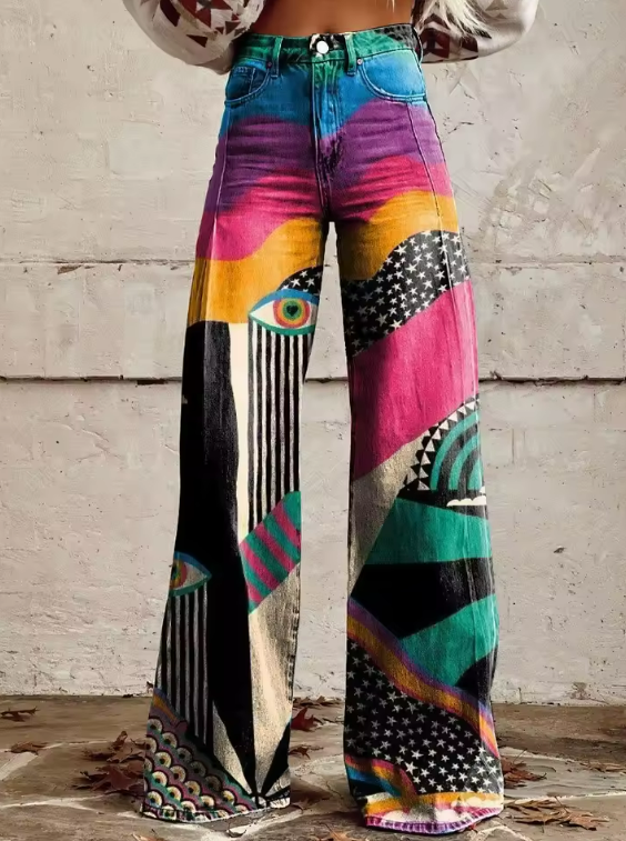 Talia - Pantalones acampanados bohemios y elegantes